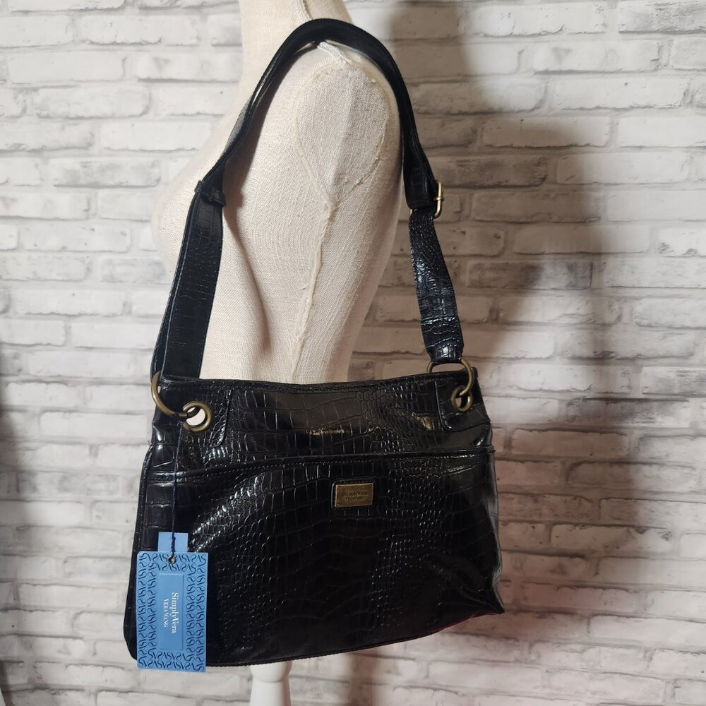 Simply Vera Wang Black Crocodile Snake Purse